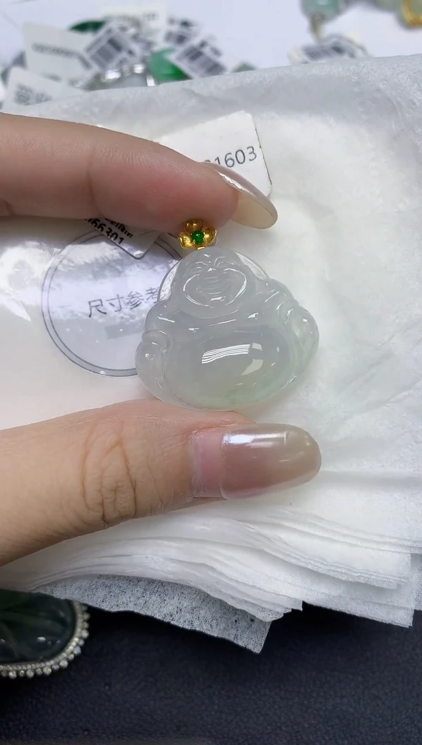 颈饰18K金镶嵌翡翠天然缅甸翡翠A货百元以上9元证书费自理