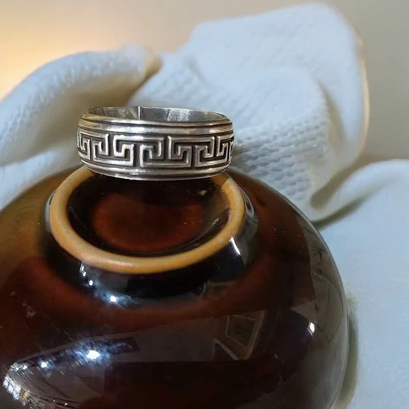 足银戒指 蒙古元素 原创设计 传统工艺素银风格