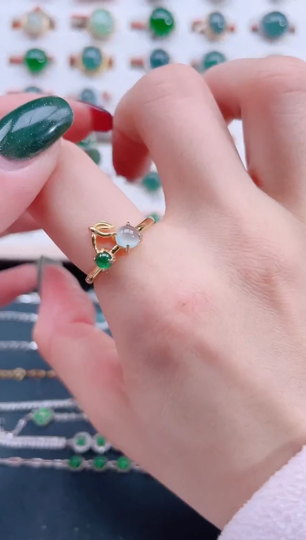 银S925镶嵌戒指翡翠天然翡翠