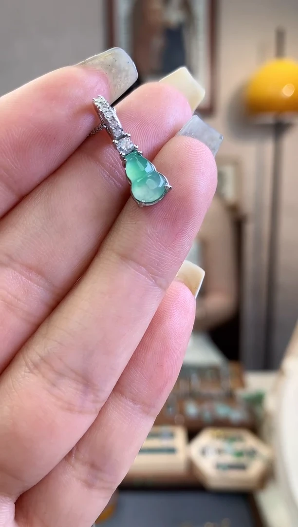 翡翠银S925镶嵌吊坠(不含链)【挽石珠宝】葫芦