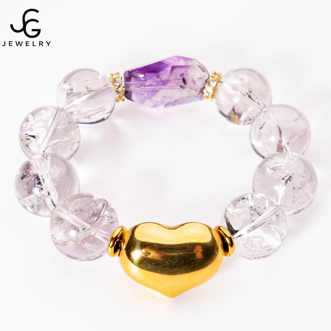 高品设计款-紫超七钻切随形玻利维亚紫阿塞水晶手串