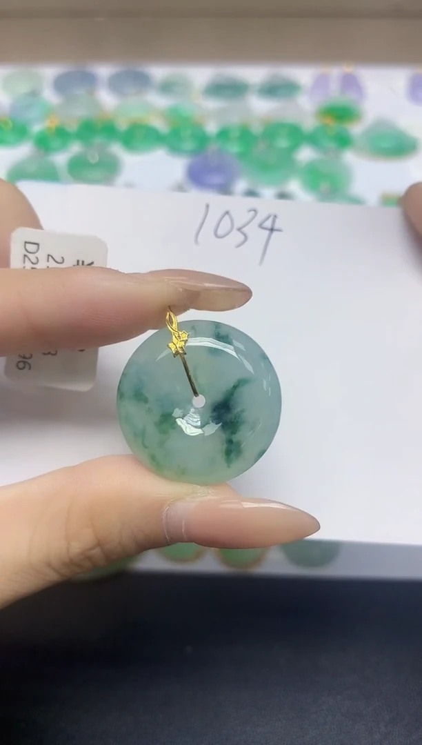 颈饰18K金镶嵌翡翠天然缅甸翡翠A货翡翠百元以上9元证书费自理