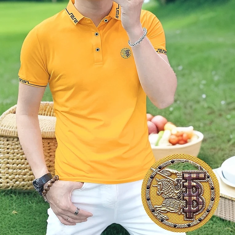 欧洲站夏季男装短袖Polo衫潮牌时尚百搭男士帅气上衣休闲百搭半袖