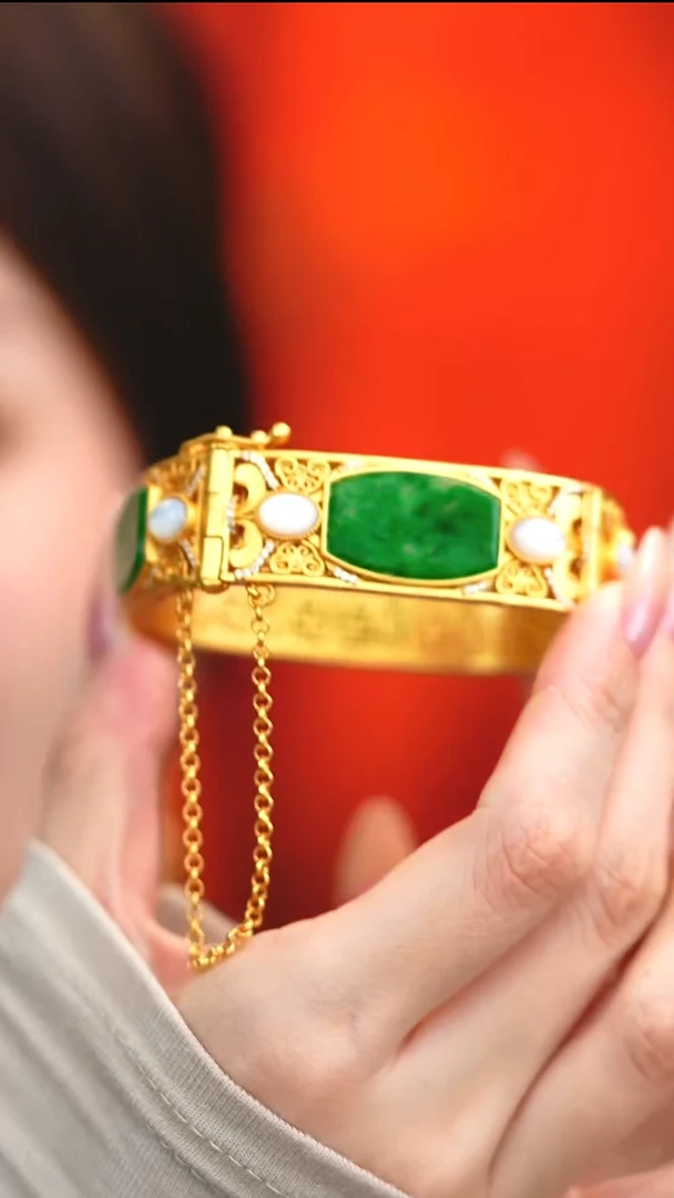 银S925镶嵌手镯翡翠新款