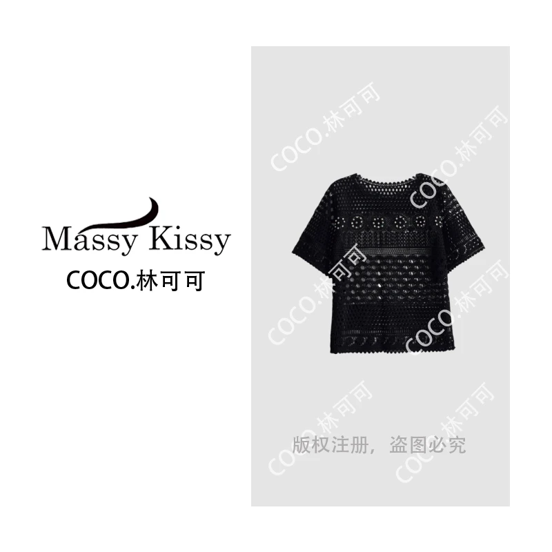 【COCO林可可】蕾丝镂空钩花钻饰别致针织衫msl571