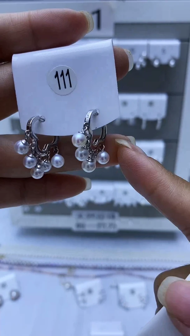 银S925镶嵌耳饰淡水珍珠111