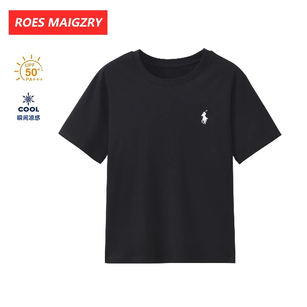 ROES MAIGZRY2025夏新款纯色战马刺绣圆领短袖遮肉休闲T恤显瘦