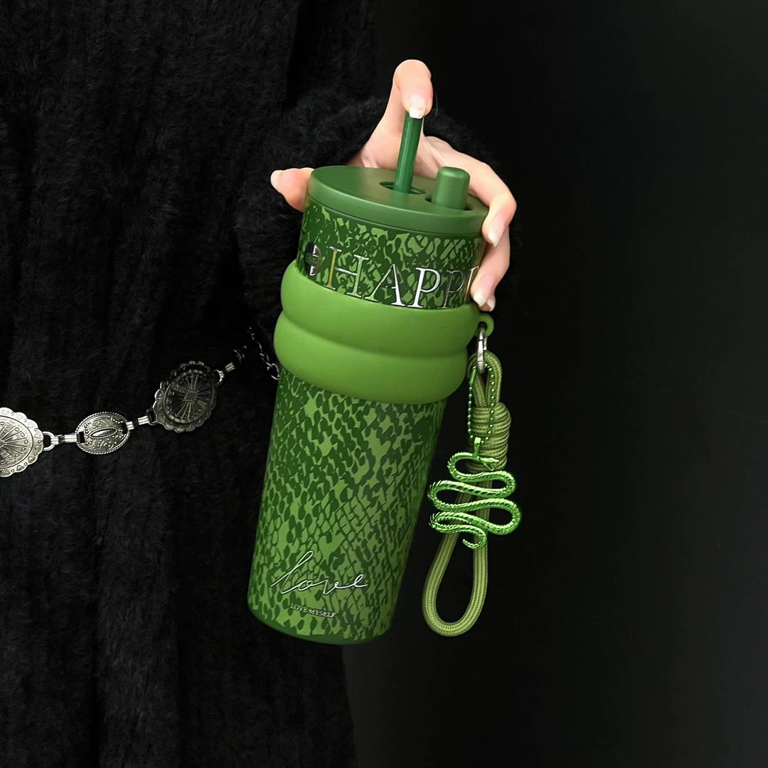 蛇年限定吸管杯大容量保温杯女生高颜值2025新款