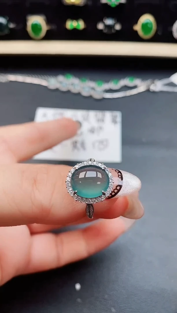 翡翠戒指银S925镶嵌850850