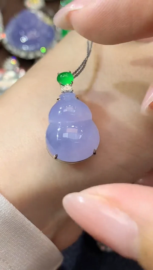 吊坠(不含链)18K金镶嵌翡翠C66 紫货有一定色差