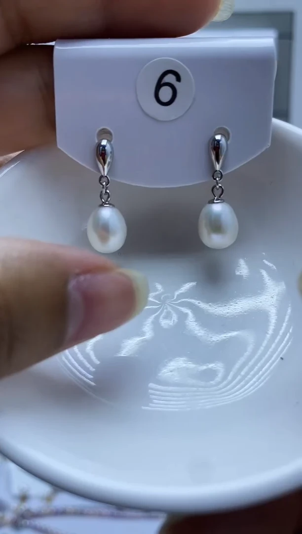 银S925镶嵌耳饰淡水珍珠6