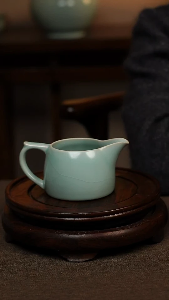 瓷片仿古天青井栏公道180ml 微瑕 不带礼盒