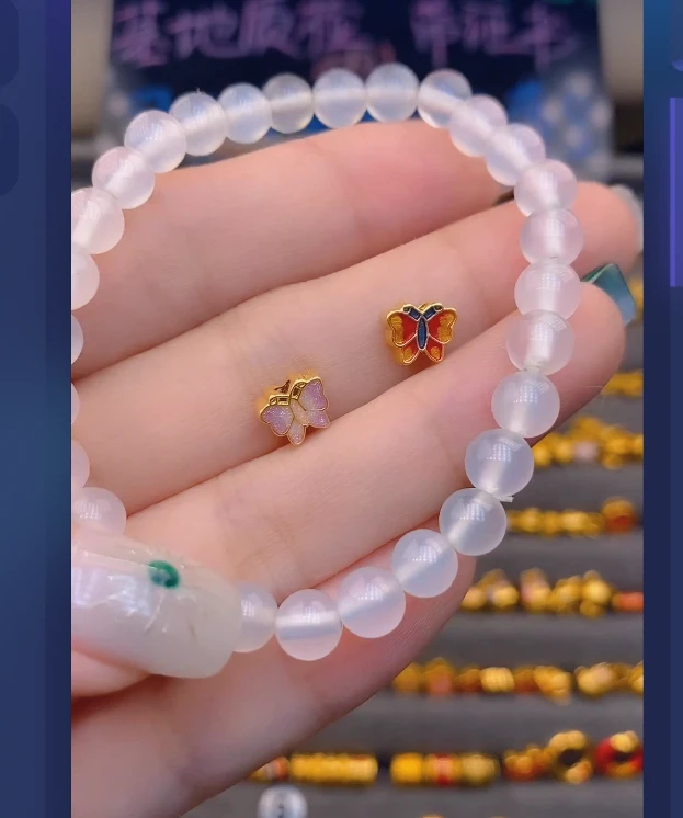足金999蝴蝶*2玛 瑙手串/ 多样性发