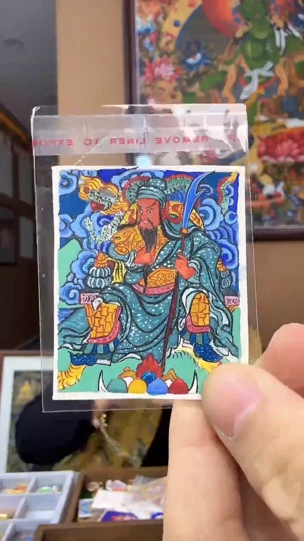 吊坠关二爷-纯手绘唐卡