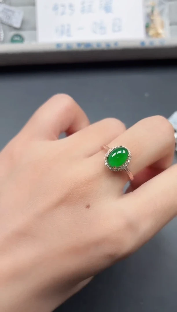 银S925镶嵌戒指翡翠11