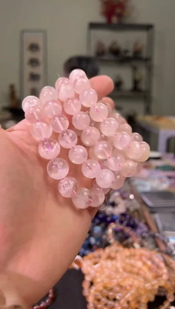 【闪购商品】芙蓉石手串未镶嵌12.5mm粉雪花幽灵（多样性发其一）