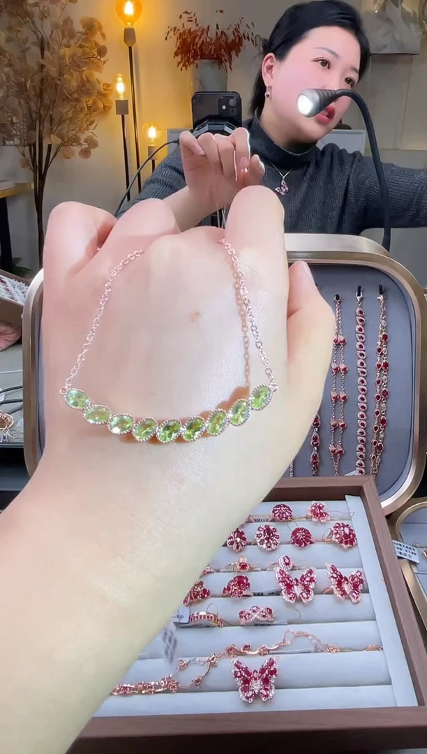 银S925镶嵌颈饰橄榄石颈饰