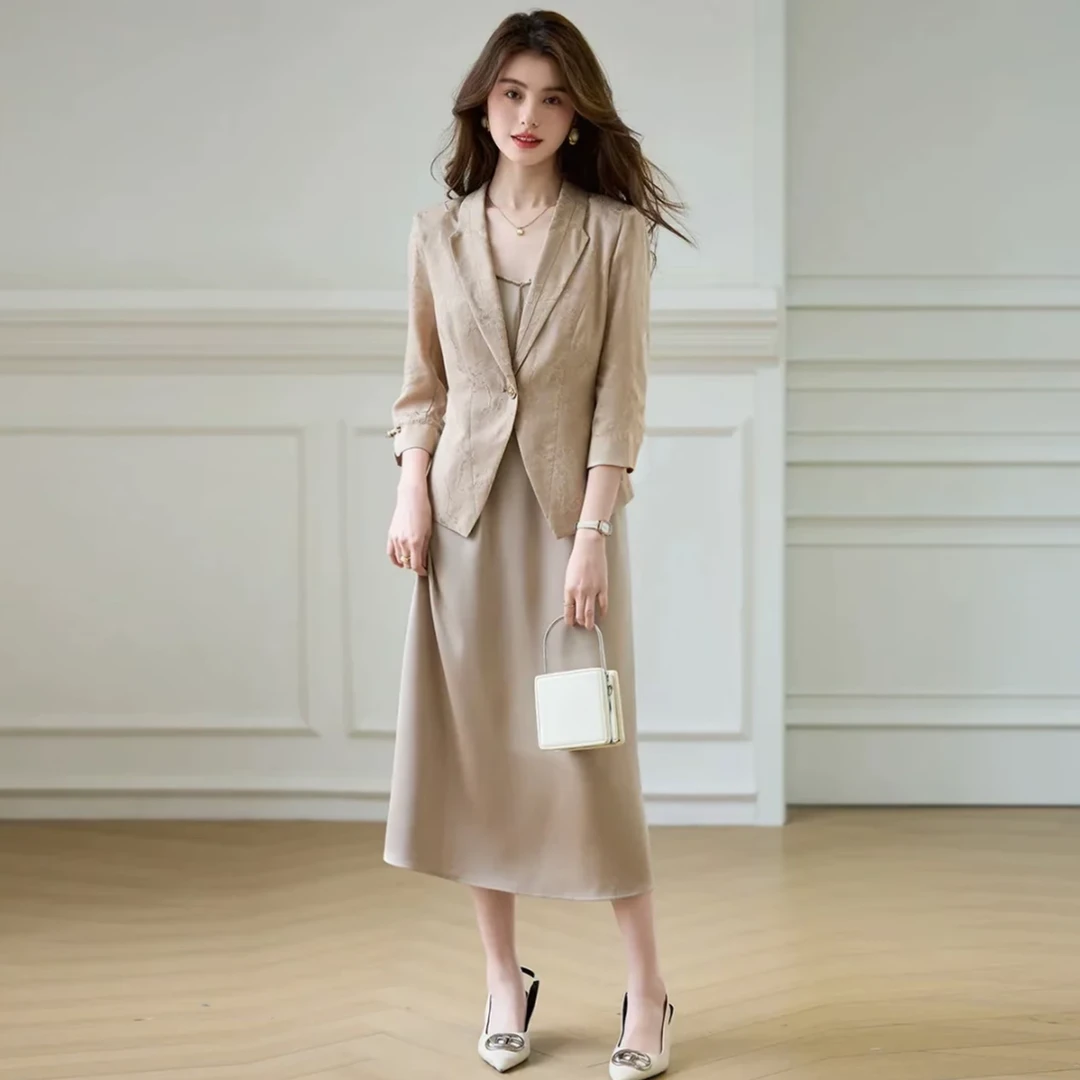 T062时尚套装轻奢夏季小西装气质裙子休闲风通勤风套装