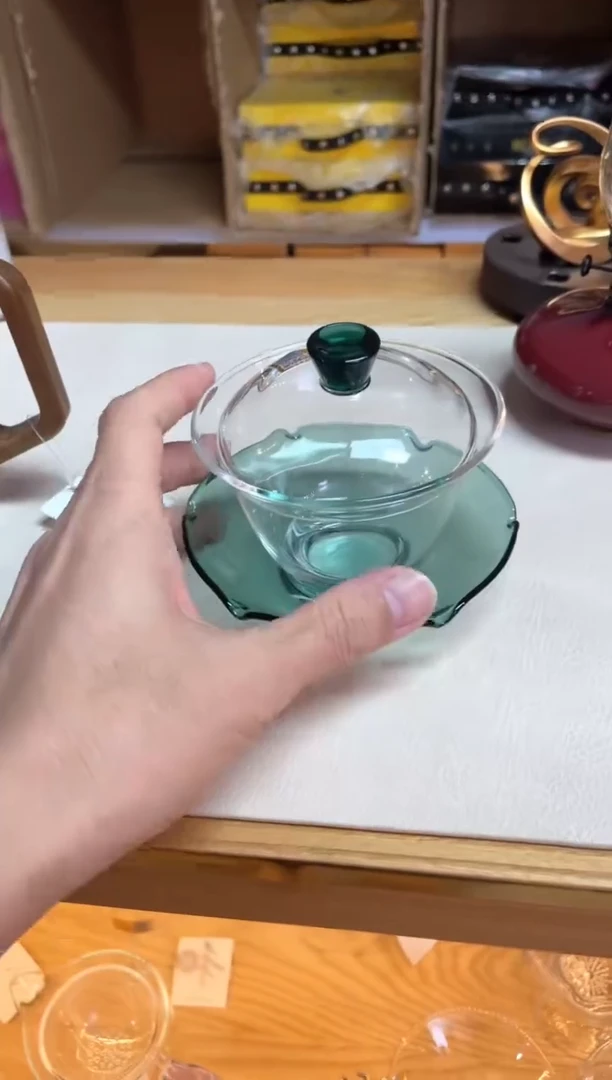 荷叶盖碗墨绿色