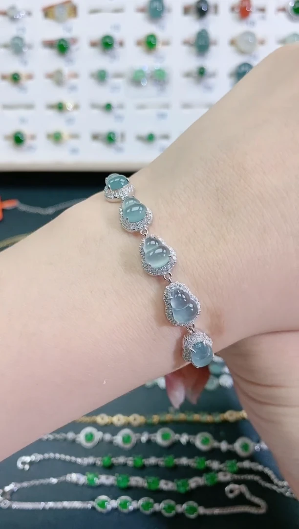 银S925镶嵌手链翡翠天然翡翠