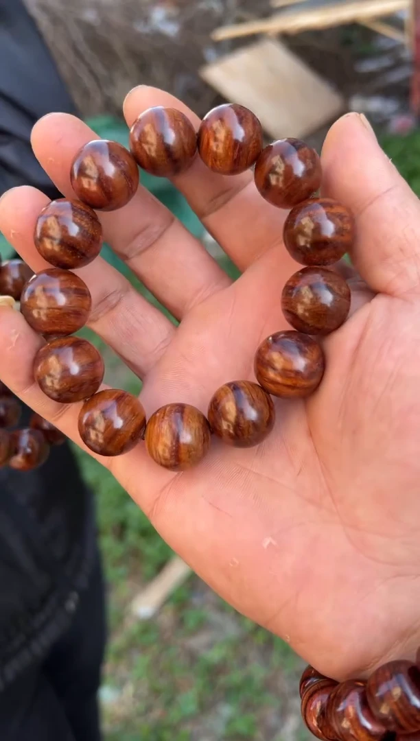 黄花梨/降香黄檀A0013黄金底虎皮1.8圆珠手串66多样性发一