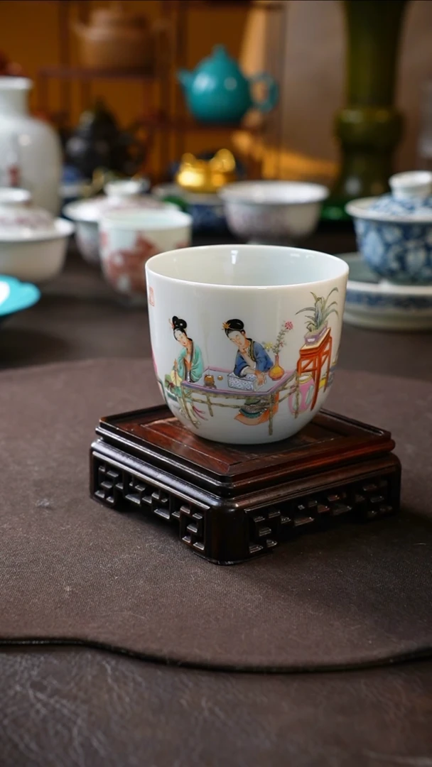 【闪购商品】听琴图人物大缸杯