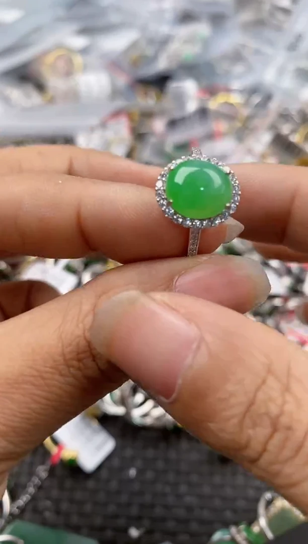 银S925镶嵌戒指翡翠10                 2