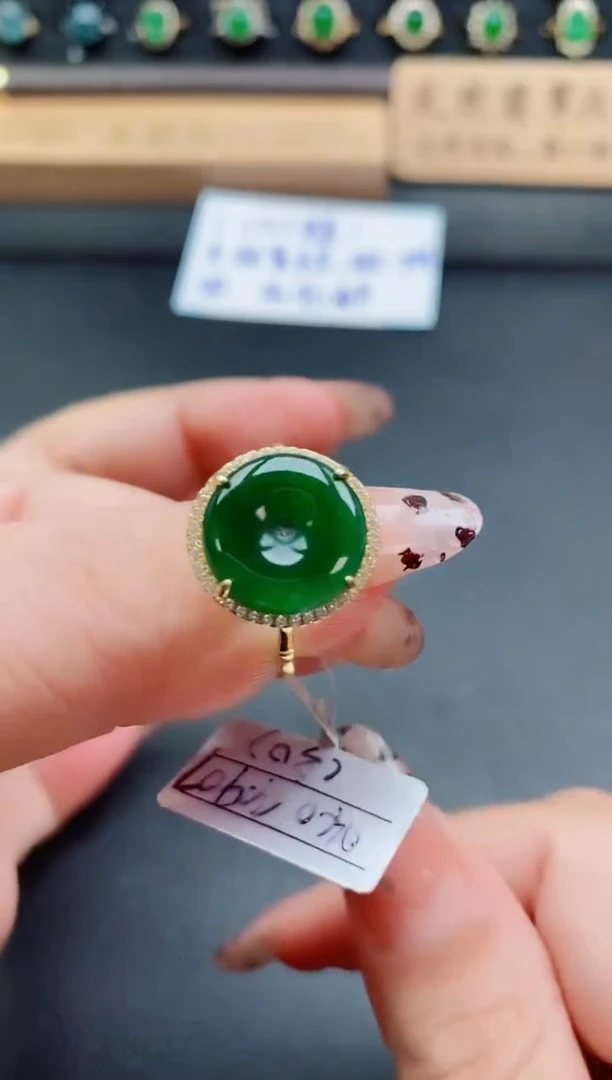 银S925镶嵌戒指翡翠1