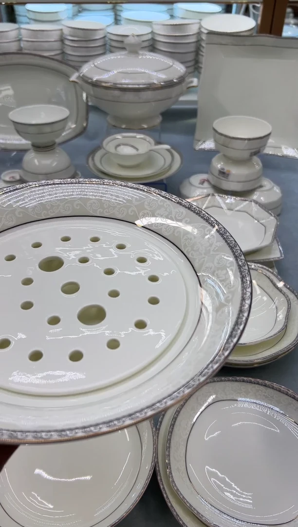 骨瓷玲珑饺子盘1个