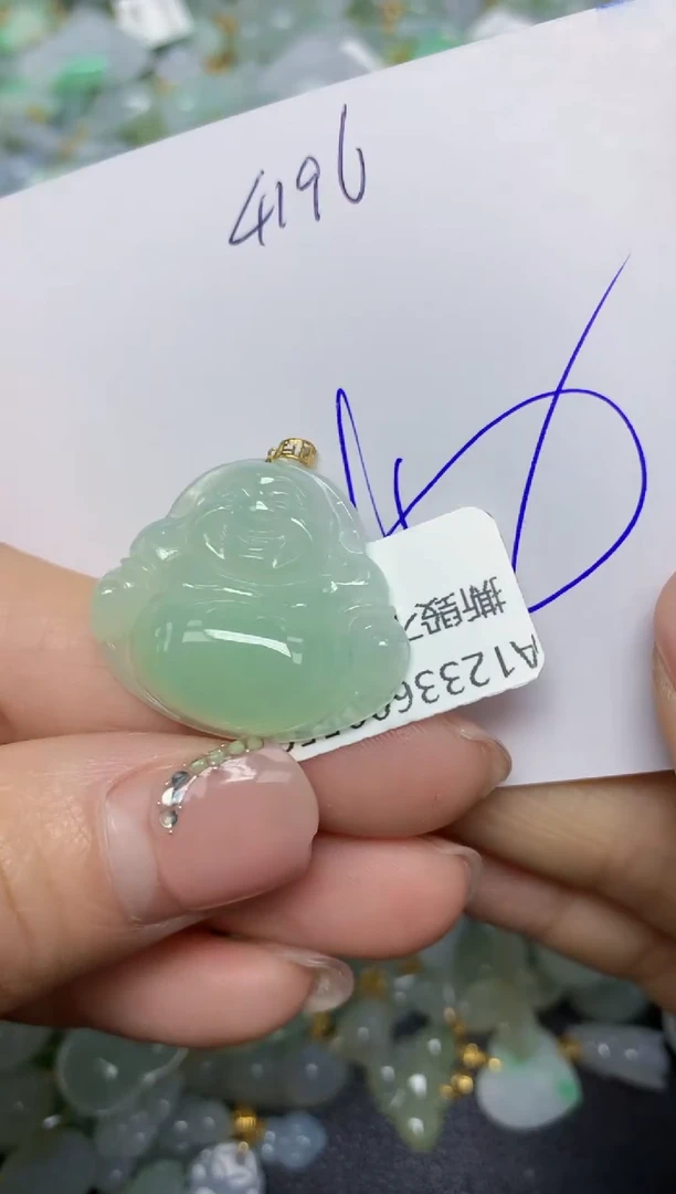 【闪购商品】翡翠挂件18K金镶嵌 天然翡翠A货