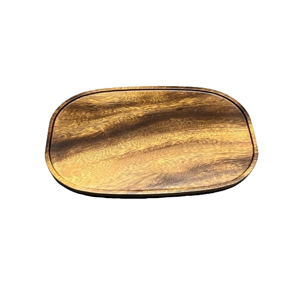 胡桃木椭圆实木托盘中式手工简约创意果盘日式点心盘家用茶道