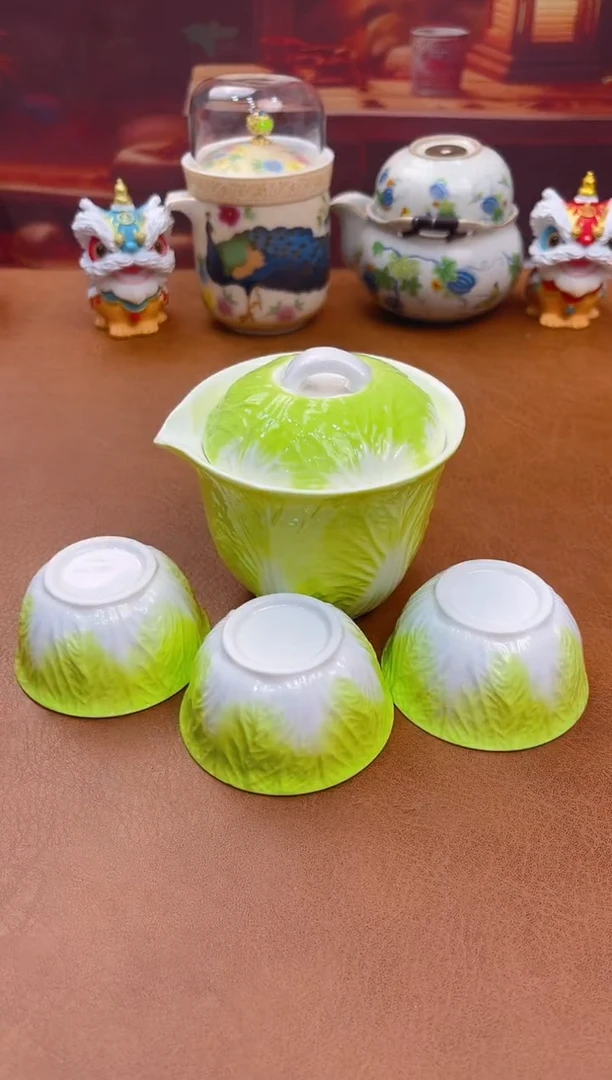 陶瓷茶具摆件旅行套组