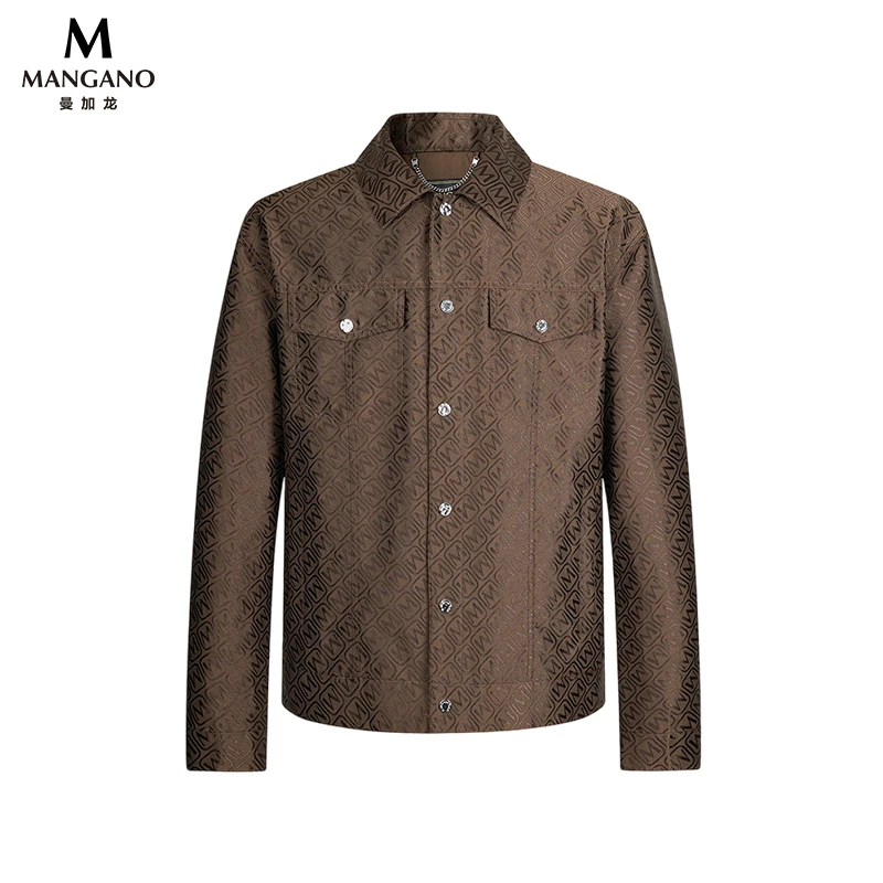 曼加龙24秋季老花廓形奢华时尚复古翻领男士夹克外套2163