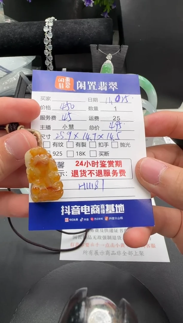 吊坠(赠链)未镶嵌翡翠翡翠吊坠