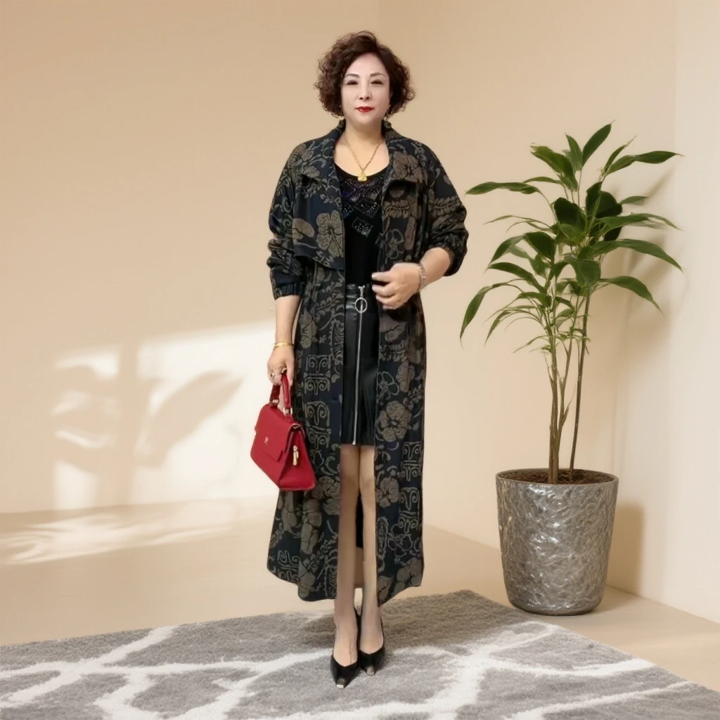 90160女长款厚款冬季休闲风中长款风衣设计师外套大衣女装时尚