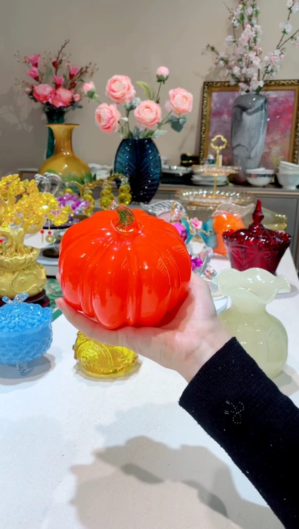 【闪购商品】琉璃手工艺品橙红南瓜 微瑕
