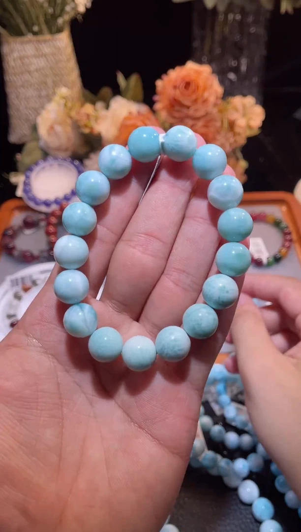 未镶嵌针钠钙石（海纹石）手串海纹石单圈12m+