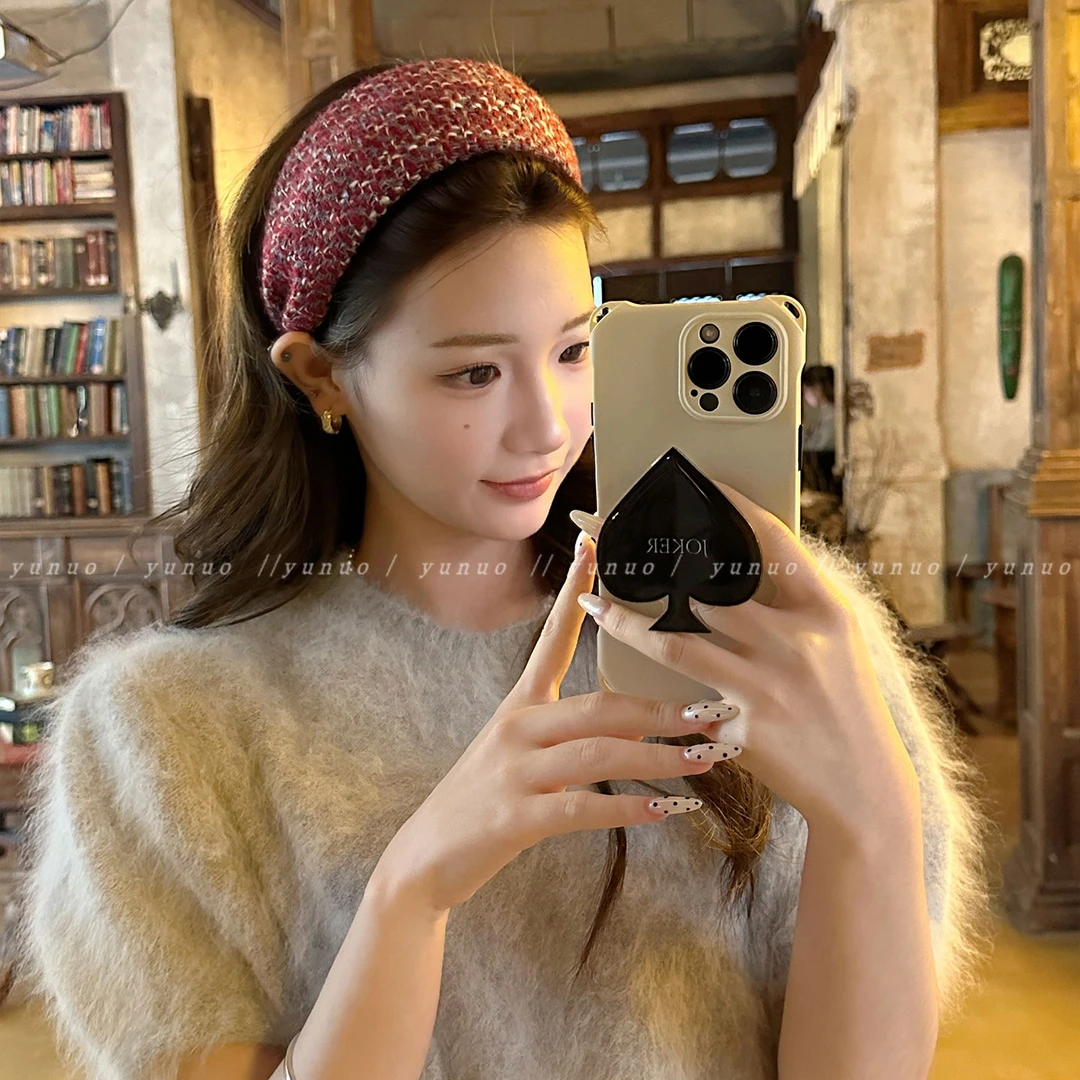 法式小香风粗毛呢宽边发箍女高级感外出百搭发饰压发头箍2025新款