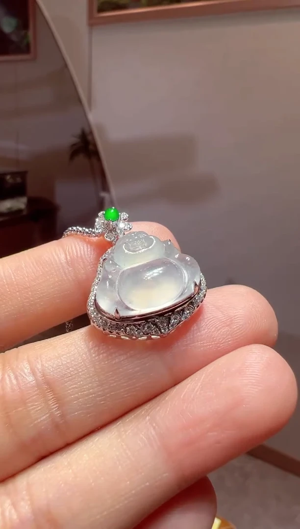 翡翠18K金镶嵌吊坠(不含链)佛公