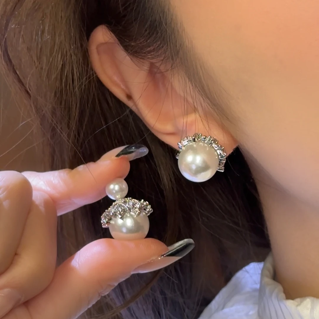 925银耳饰 小香风三种带法！轻奢气质耳钉满钻设计感纯银日韩耳环