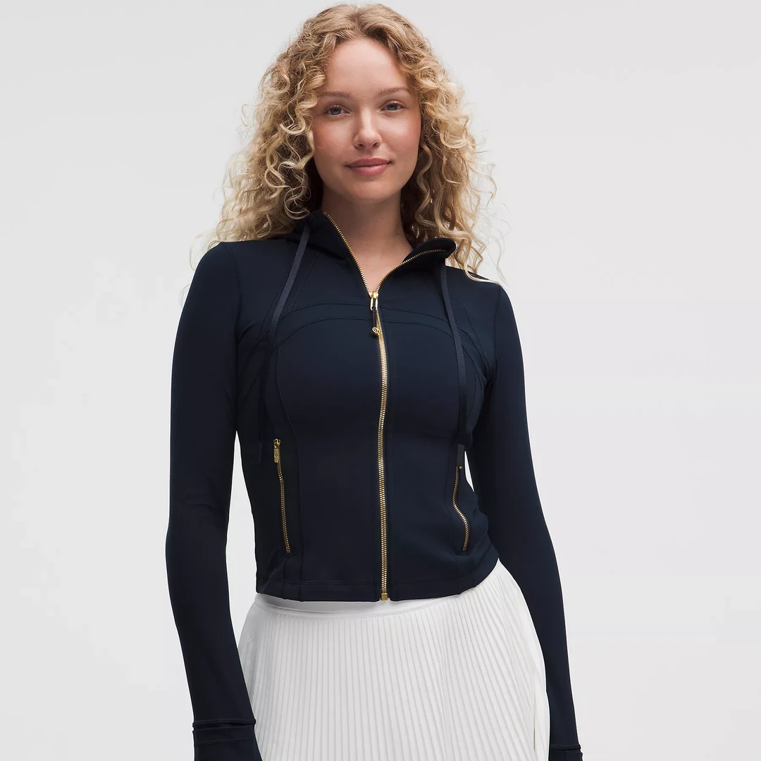 lululemon/露露乐蒙Define短款海军蓝修身连帽Nulu休闲显瘦夹克
