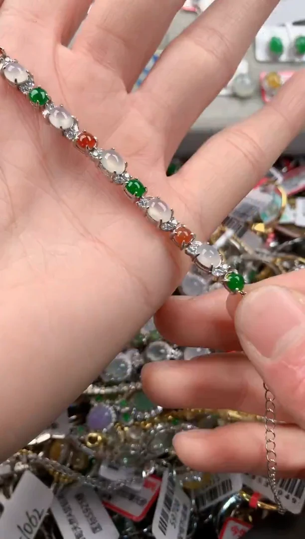 银S925镶嵌戒指翡翠4       8