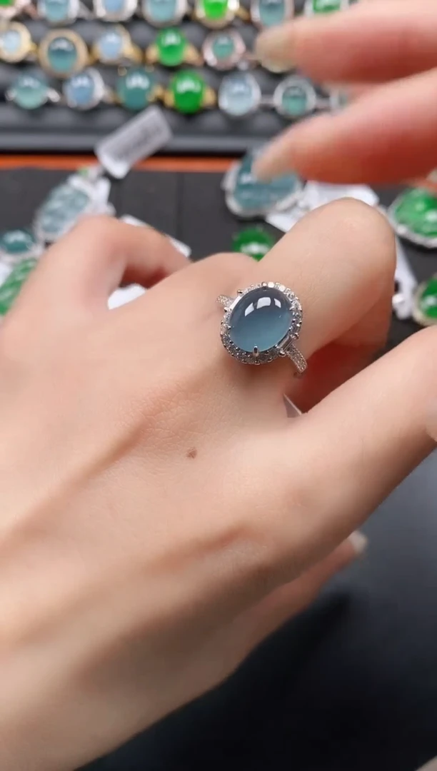 银S925镶嵌戒指翡翠111