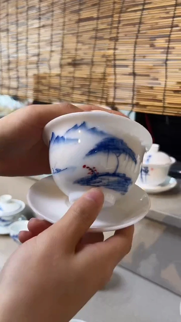 景德镇高温瓷山水三才