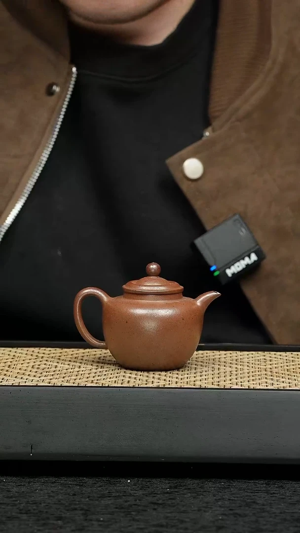 茶壶紫砂五堂 大亨笠帽-朱泥柴烧