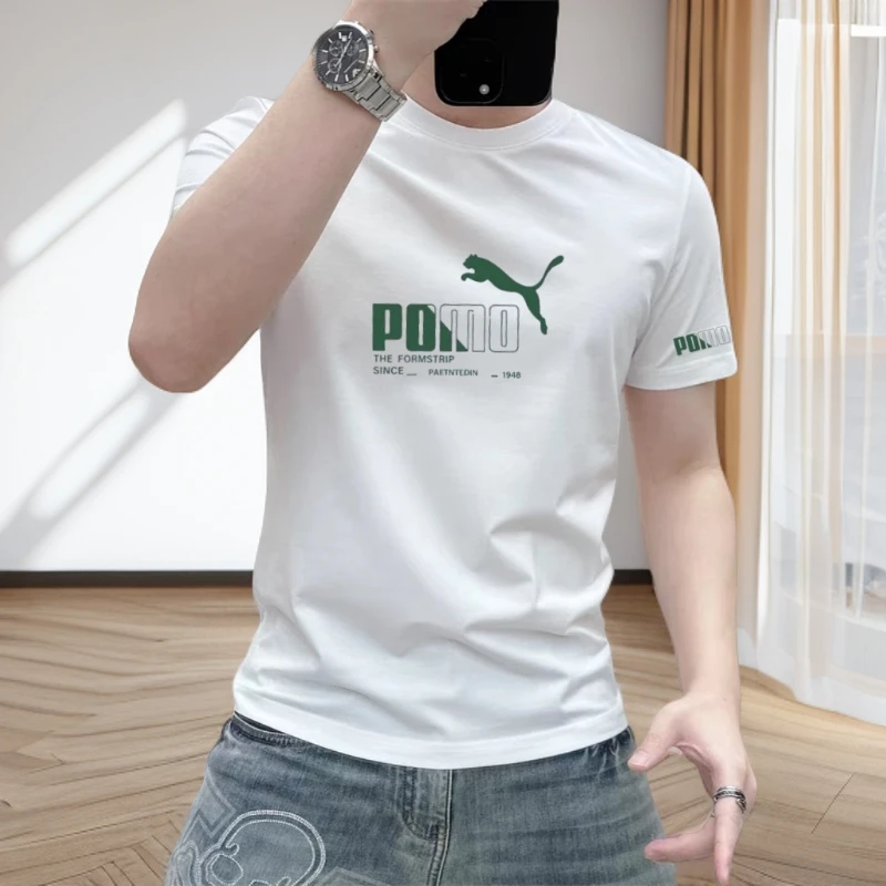 纯棉原正豹子潮牌圆领T恤美式休闲夏装夏季短袖常规款上衣修身