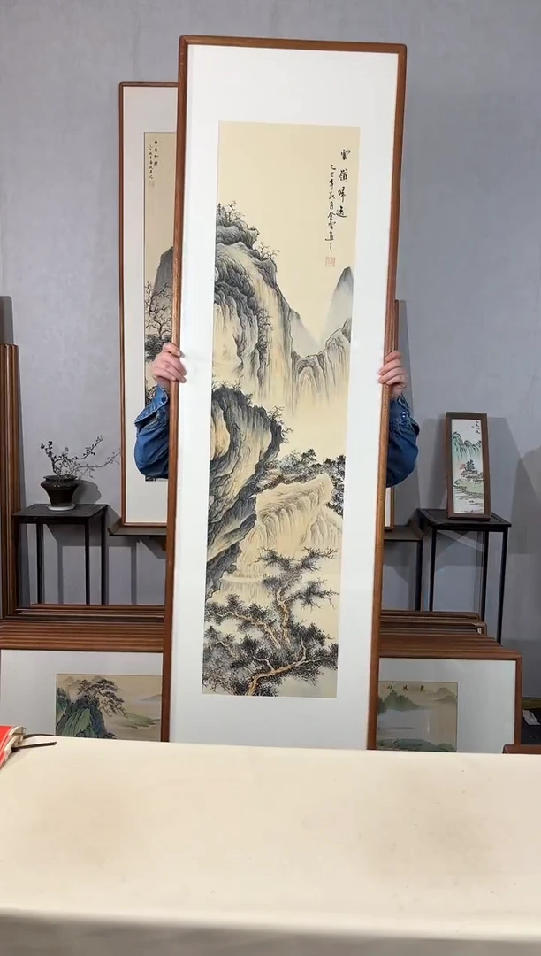 国画手绘*云岭归逸*52*172cm带框发货