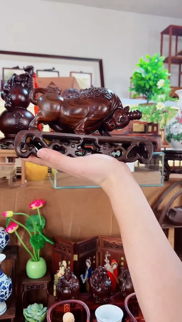 【闪购商品】风车木（黑檀木）书卷加牛