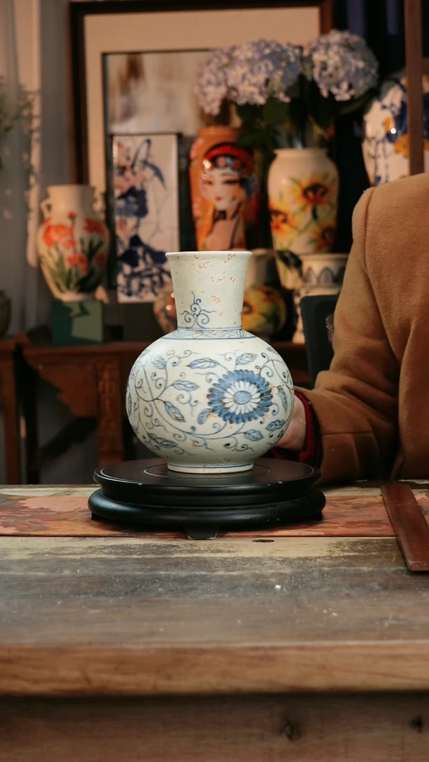 【闪购商品】瓷片景德镇纯手工釉下彩精品花瓶