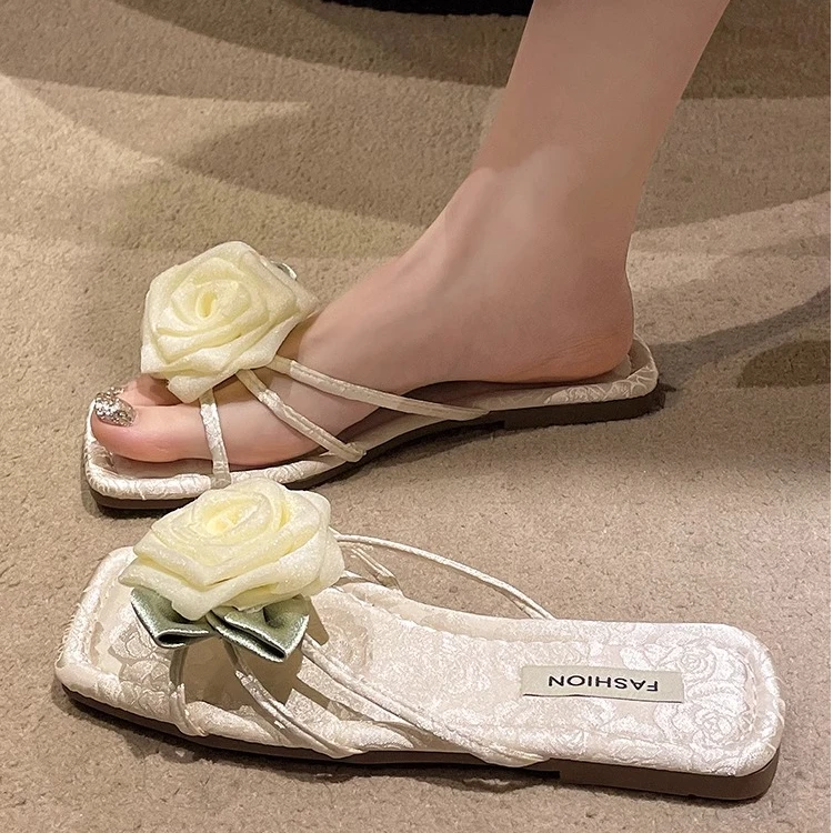 【万达撤柜】仙女风拖鞋女夏时尚2025新款外穿花朵气质配裙子网红海